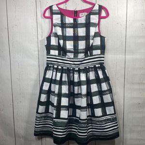 Eliza J Womens Sleeveless Brushstroke Gingham Fit & Flare Mini Dress